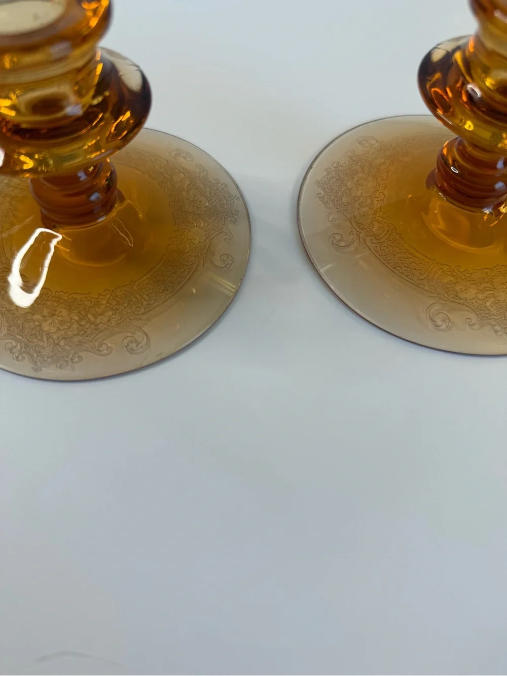 Amber Glass Pillar Candle Holders (Set of 2) - Home Accents
